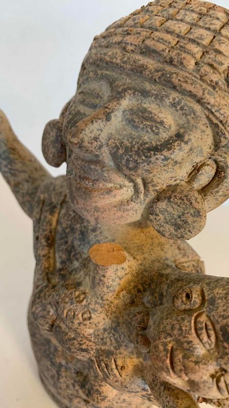 Photo 1 of PRECOLUMBIAN STYLE CLAY MOTHER AND CHILD FIGURE 7”