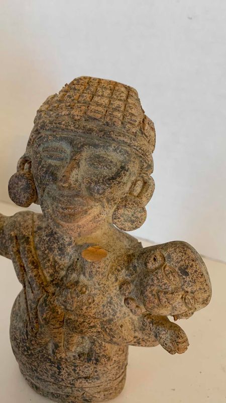 Photo 1 of PRECOLUMBIAN STYLE CLAY MOTHER AND CHILD FIGURE 7”