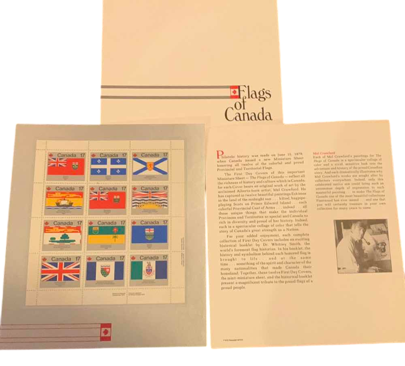 Photo 1 of 12 FLAGS OF CANADA COMMEMORATIVE STAMPS SET