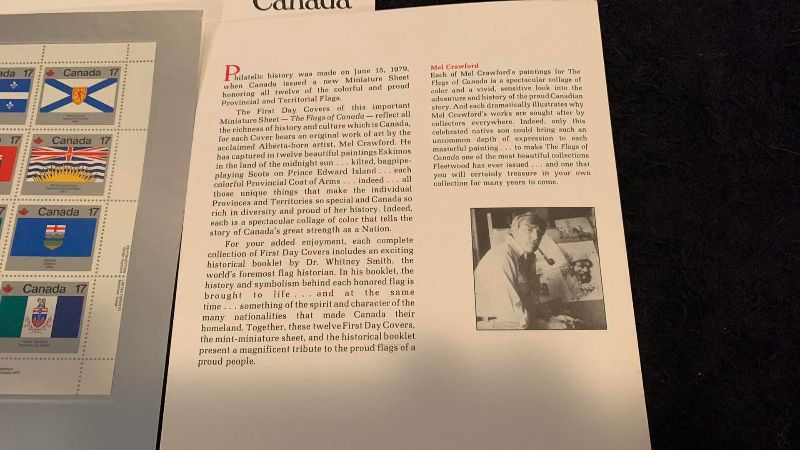 Photo 1 of 12 FLAGS OF CANADA COMMEMORATIVE STAMPS SET