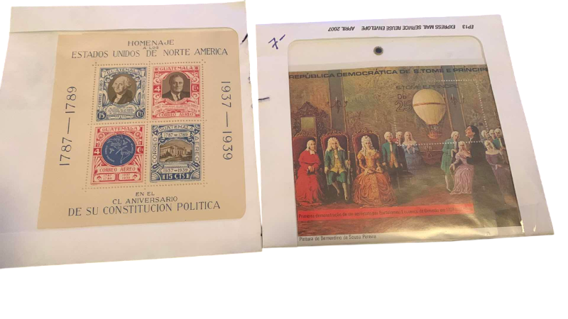 Photo 1 of 1939 GUATEMALAN UNITED STATES 150 YEAR ANNIVERSARY STAMP SET AND 1979 AIR BALOON SPANISH SET