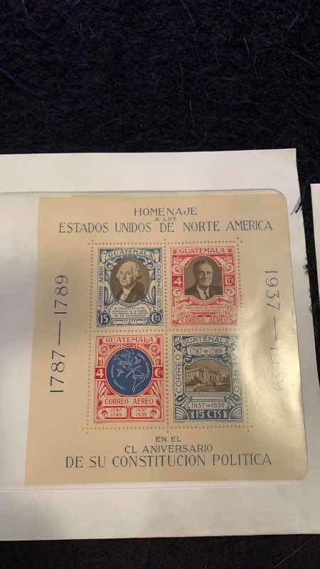 Photo 1 of 1939 GUATEMALAN UNITED STATES 150 YEAR ANNIVERSARY STAMP SET AND 1979 AIR BALOON SPANISH SET