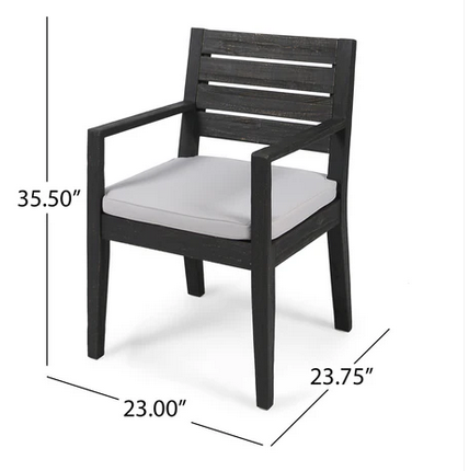 Photo 1 of ERIC OUTDOOR ACACIA WOOD SANDBLAST DARK GREEN WITH LIGHT GREY CUSHIONS CHAIRS SET OF 2