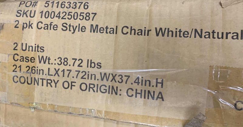 Photo 1 of 2-CAFE STYLE METAL CHAIR WHITE/NATURAL