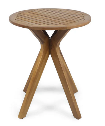 Photo 1 of BRIGITTE OUTDOOR ROUND ACACIA WOOD BISTRO TABLE WITH X LEGS