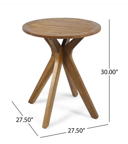 Photo 1 of BRIGITTE OUTDOOR ROUND ACACIA WOOD BISTRO TABLE WITH X LEGS