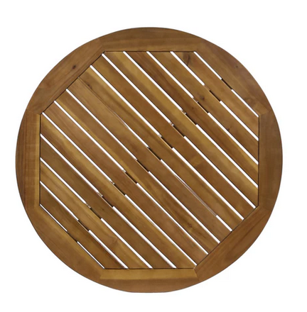 Photo 1 of BRIGITTE OUTDOOR ROUND ACACIA WOOD BISTRO TABLE WITH X LEGS