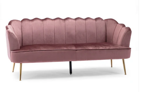 Photo 1 of OHNSTAD MODERN GLAM VELVET CHANNEL STITCH 3 SEATER SHELL SOFA BERRY COLORED