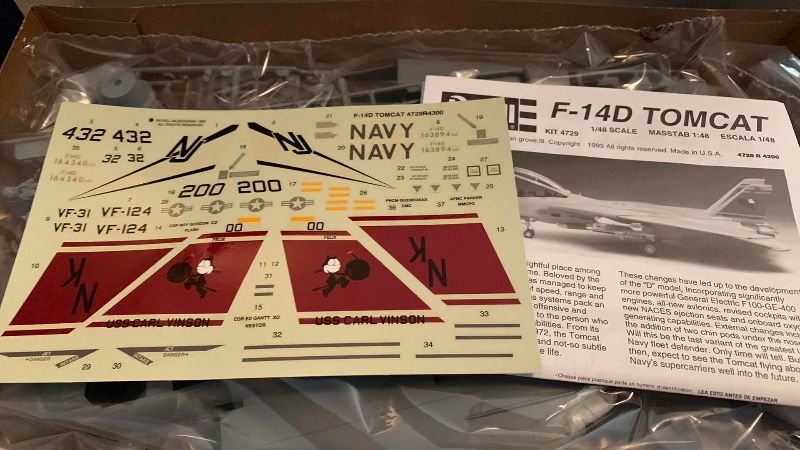 Photo 1 of REVELL MONOGRAM F-14D SUPER TOMCAT 1/58 SCALE MODEL KIT