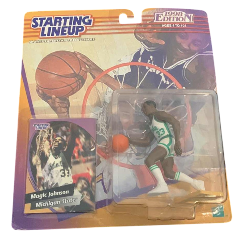 Photo 1 of 1998 NBA BASKETBALL STARTING LINEUP MAGIC JOHNSON MICHIGAN STATE UNIFORM