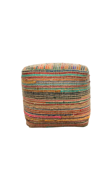 Photo 1 of ANDROS STRIPED CUBE POUF 15” x 15”