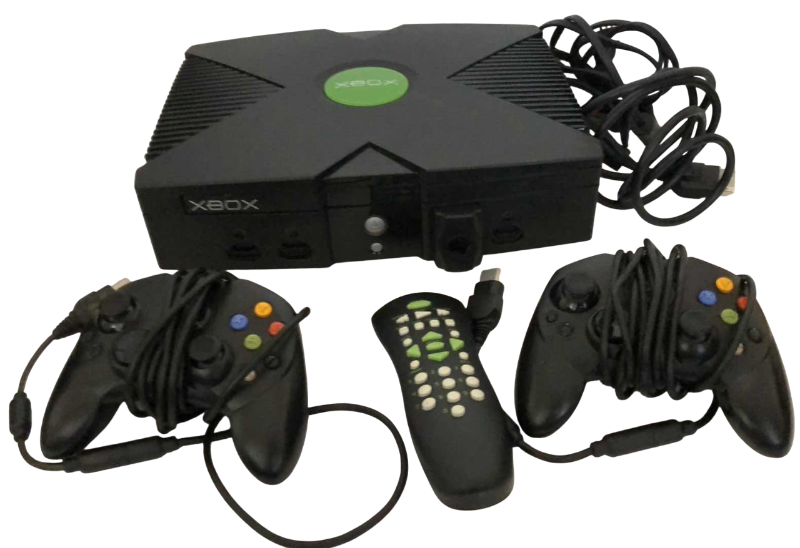 Photo 1 of XBOX GAME SYSTEM, DVD CONTROLLER AND 2 HAND CONTROLLERS