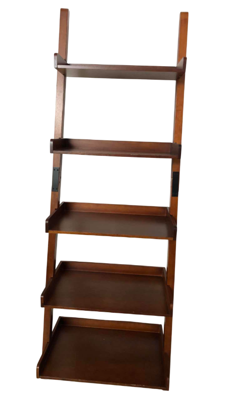 Photo 1 of WOODEN 5-SHELF LEANING BOOK RACK 24” X 18” H 75”