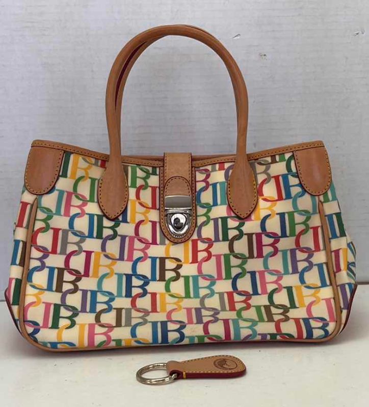 Photo 1 of VINTAGE DOONEY AND BOURKE SMALL TOTE WITH STRAP,KEY CHAIN, AND DUSTCOVER