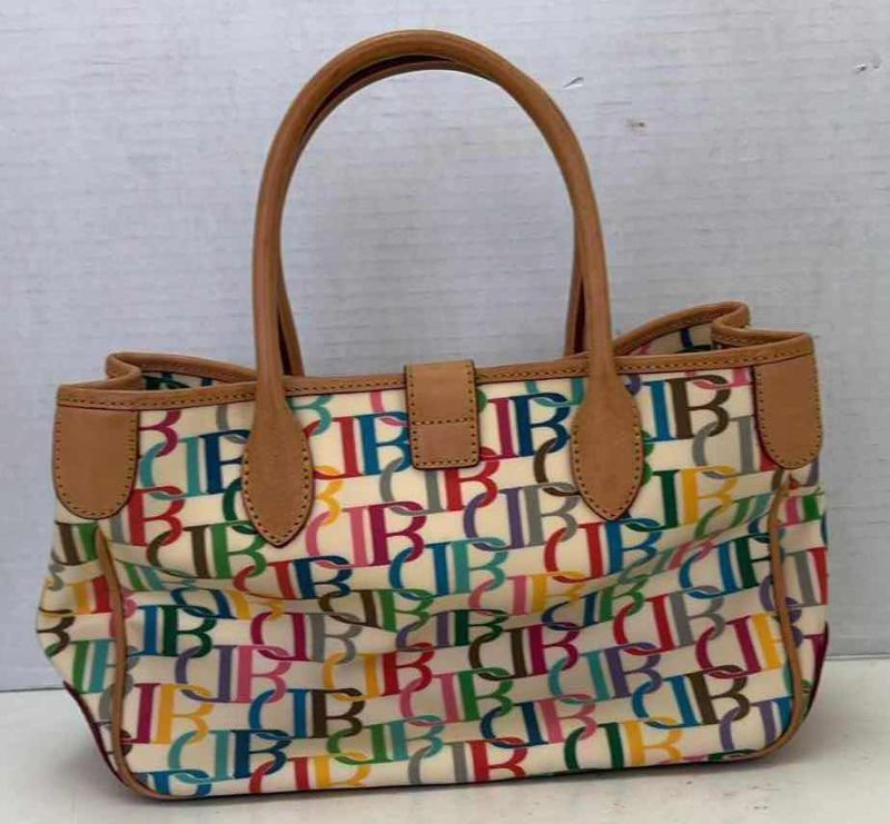 Photo 1 of VINTAGE DOONEY AND BOURKE SMALL TOTE WITH STRAP,KEY CHAIN, AND DUSTCOVER