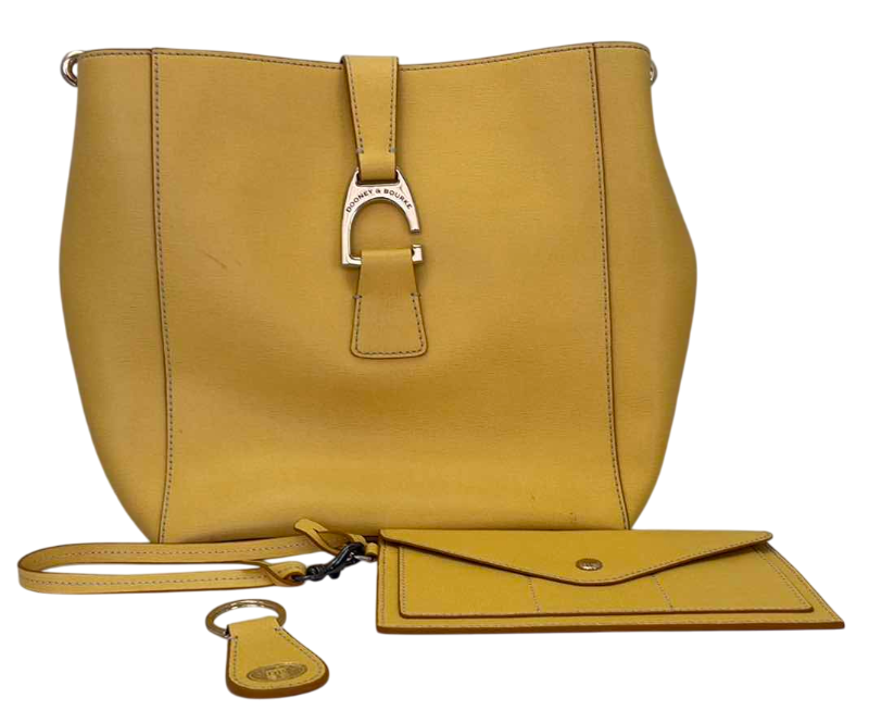 Photo 1 of DOONEY AND BURKE SAFFIANO LEATHER SHOULDER BAG ASHBY WITH WRISTLET, KEY CHAIN, AND DUSTCOVER