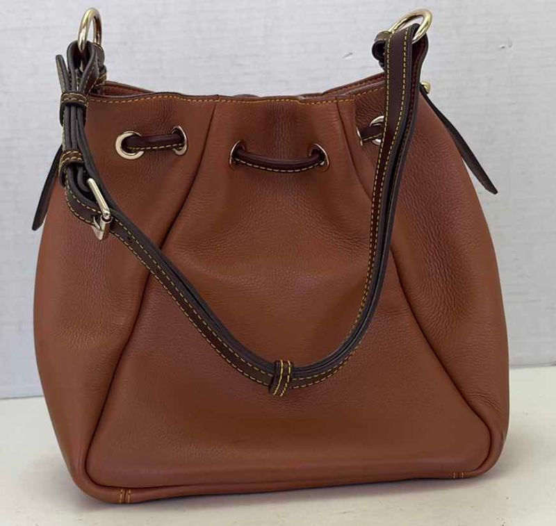 Photo 1 of DOONEY AND BOURKE BROWN LEATHER TASSEL SHOULDER BAG PURSE WITH DUSTCOVER