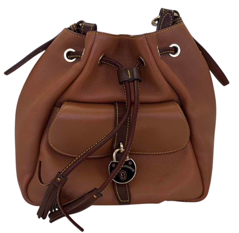 Photo 1 of DOONEY AND BOURKE BROWN LEATHER TASSEL SHOULDER BAG PURSE WITH DUSTCOVER