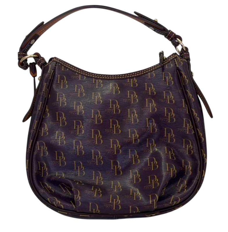 Photo 1 of DOONEY AND BOURKE PLUM AND GOLD SMALL SHOULDER BAG WITH DUST BAG