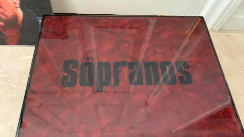 Photo 1 of THE SOPRANOS SHOW GLASS ARTWORK 18” X 13” AND CIGAR STORAGE BOX