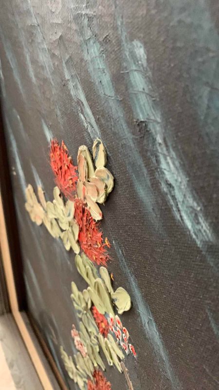 Photo 1 of VINTAGE FLORAL OIL PAINTING SIGNED 20” X 24”