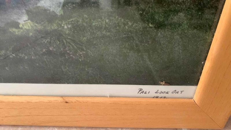 Photo 1 of ANTIQUE 1912 HAWAIIAN PALI LOOKOUT PHOTOGRAPH AND AN EMPTY FRAME