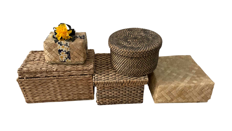 Photo 1 of 5-RATTAN BASKETS WITH LIDS