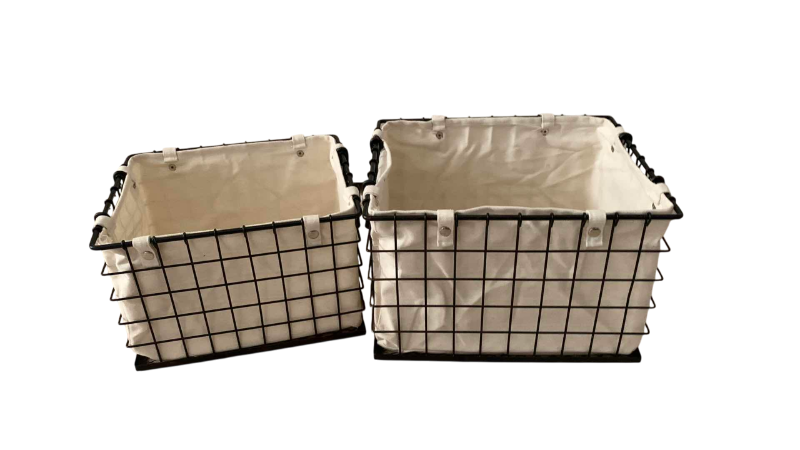 Photo 1 of 2-CLOTH BASKETS WITH METAL CARRIERS