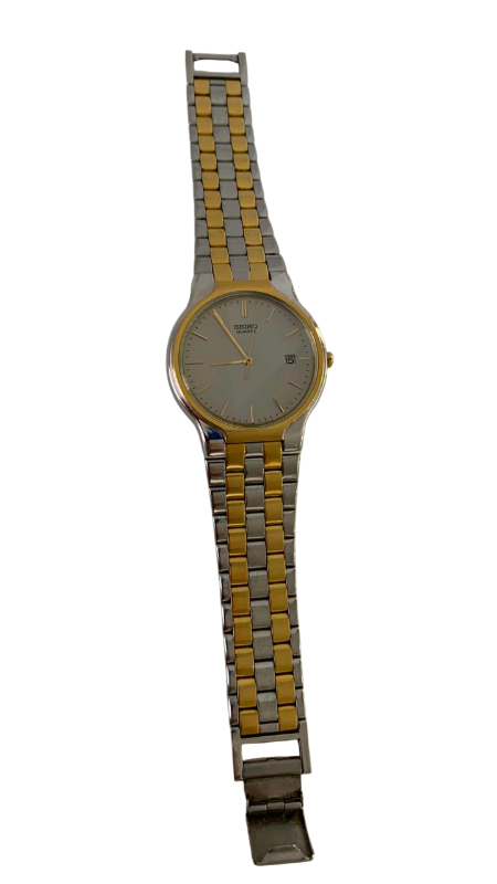 Photo 1 of VINTAGE MENS SEIKO CARAVELL QUARTZ 2 TONE STEEL BRACELET DRESS WATCH