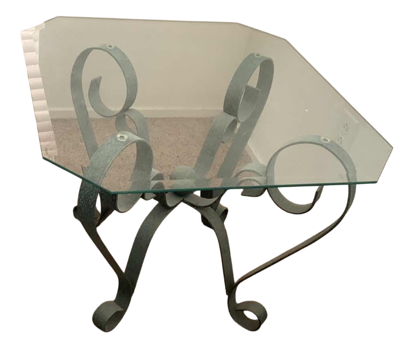 Photo 1 of METAL WITH BEVELED GLASS TOP END TABLE 26” X 26” H  20”