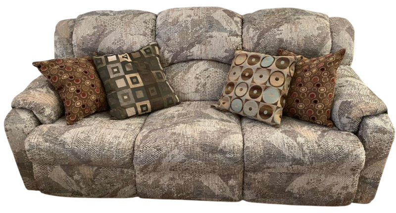 Photo 1 of FABRIC DOUBLE RECLINER LOVESEAT AND PILLOWS 76” X 42” H 36”