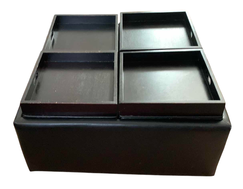 Photo 1 of HOMELEGANCE FLEMING COCKTAIL OTTOMAN WITH 4 TRAYS 35” X 35” H 18”