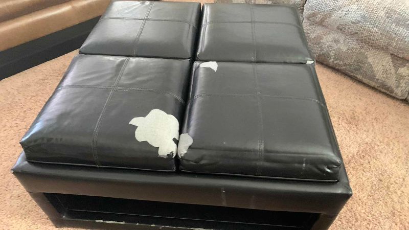 Photo 1 of HOMELEGANCE FLEMING COCKTAIL OTTOMAN WITH 4 TRAYS 35” X 35” H 18”