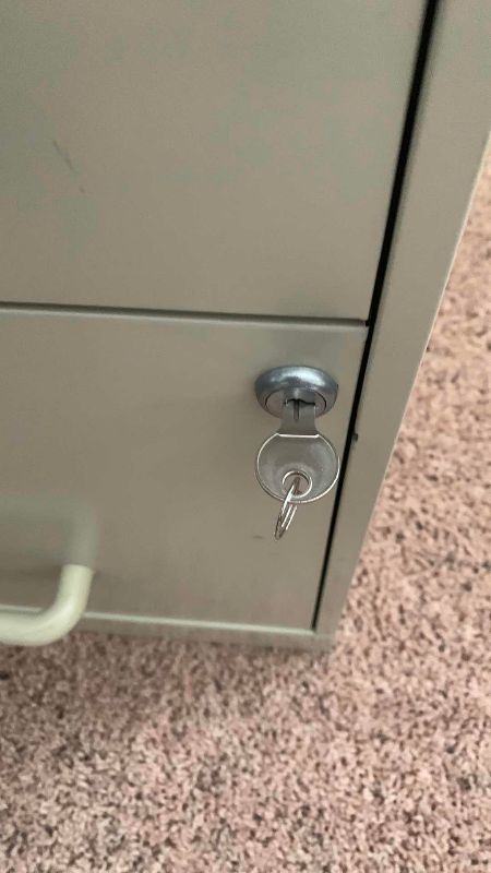 Photo 1 of METAL 2-DRAWER FILE CABINET WITH KEY AND ENVELOPES