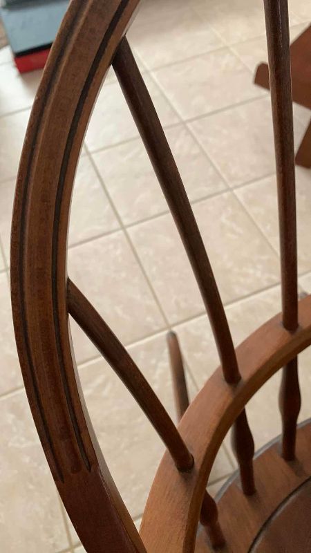 Photo 1 of ANTIQUE COLONIAL OAK ROCKING CHAIR CUSHION AND CLAW ARM GRIPS 24” X 30” H 34”