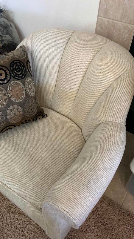 Photo 1 of SHELL BACK CLOTH CLUB CHAIR WITH PILLOW