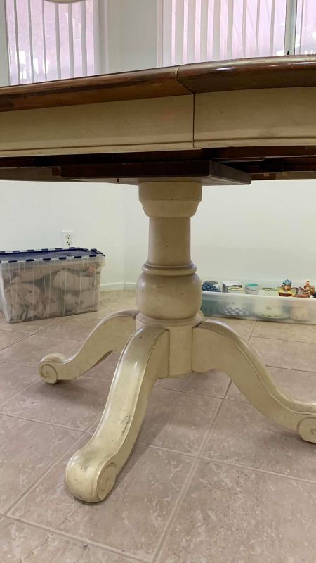 Photo 1 of FRENCH COUNTRY PEDESTAL DINING TABLE WITH LEAF 64” X 46” H 31”