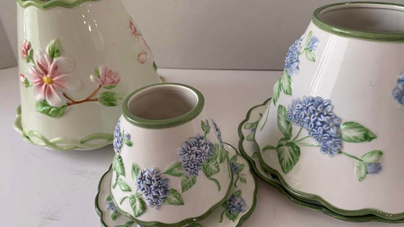 Photo 1 of 3-CERAMIC CANDLE JAR SHADE TOPPERS