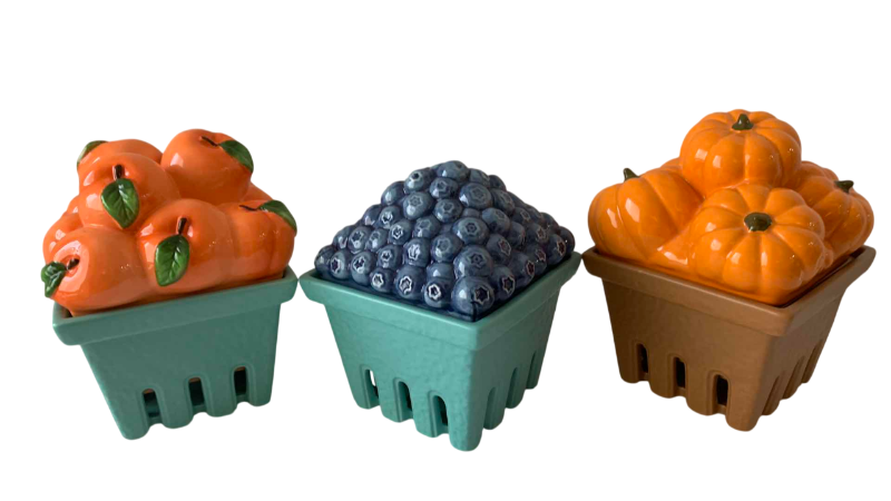 Photo 1 of 3-HOMEWORX CERAMIC FRUIT BASKETS WITH SCENTED CANDLES