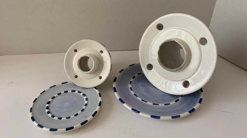 Photo 1 of 2-CERAMIC CANDLE JAR SHADE TOPPERS