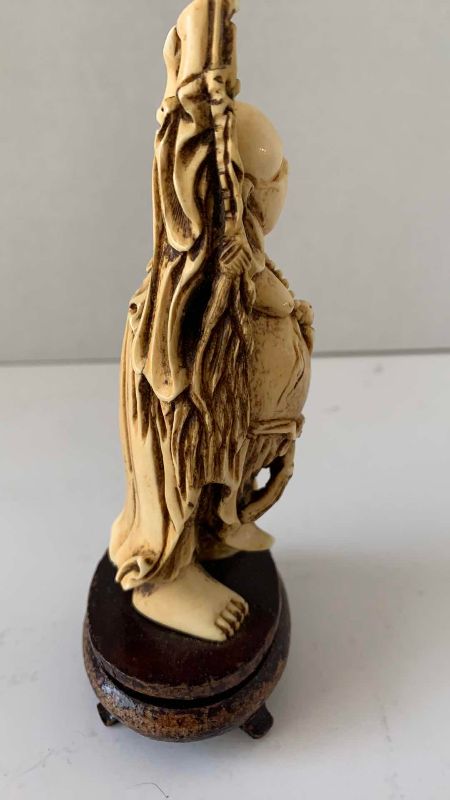 Photo 1 of ANTIQUE IVORY BUDDHA LAUGHING RAISED HANDS 6”