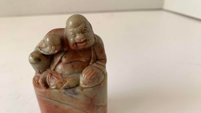 Photo 1 of MARBLE AND CARNELIAN STONE BUDDHA FIGURES 3”