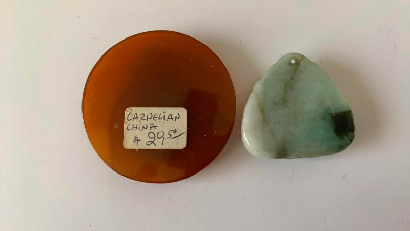 Photo 1 of MARBLE AND CARNELIAN STONE BUDDHA FIGURES 3”