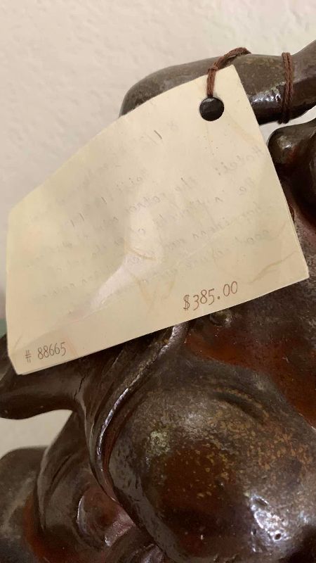 Photo 1 of  ANTIQUE BIZEN FIGURE OF HOTEI MEIJI PERIOD (1868-1912) 8 1/2” TALL