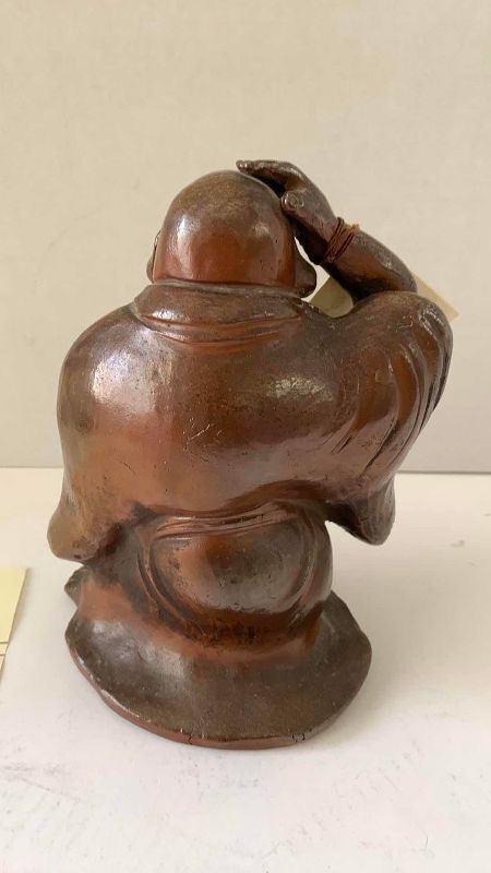 Photo 1 of  ANTIQUE BIZEN FIGURE OF HOTEI MEIJI PERIOD (1868-1912) 8 1/2” TALL