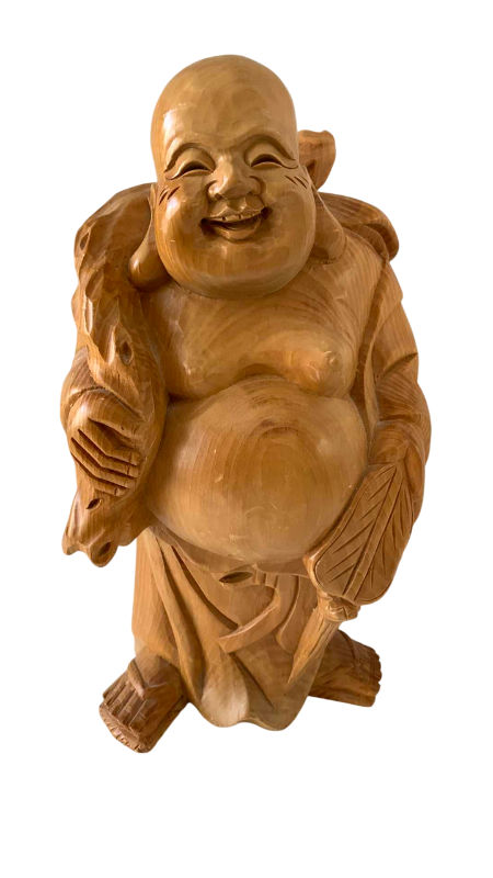 Photo 1 of ANTIQUE HAND CARVED WOODEN HOTEI FIGURE 12”