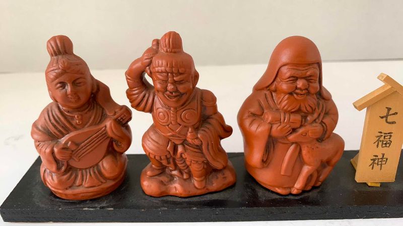 Photo 1 of 7-VINTAGE TANUKI STATUES WITH STAND 16” WIDE
