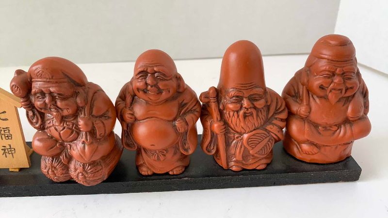 Photo 1 of 7-VINTAGE TANUKI STATUES WITH STAND 16” WIDE