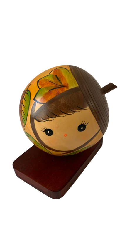 Photo 1 of VINTAGE WOOD HAPPY ACORN KOKESHI DOLL 5”