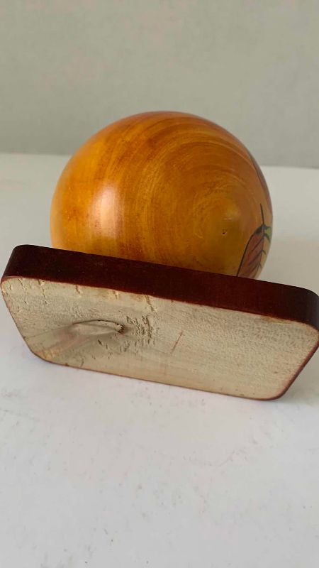 Photo 1 of VINTAGE WOOD HAPPY ACORN KOKESHI DOLL 5”